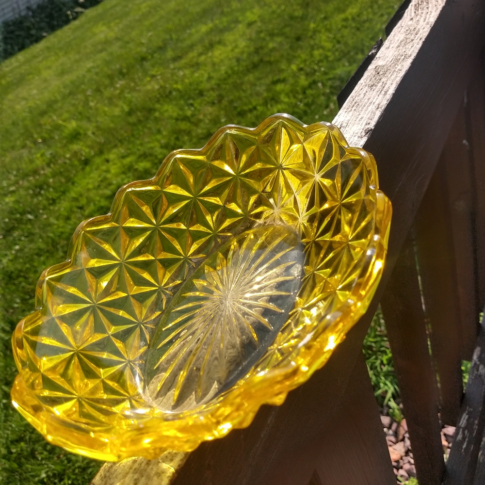 Elegant Yellow Glass Decorative Bowl